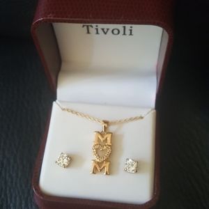 Tivoli "mom" necklace & earrings set. NEW